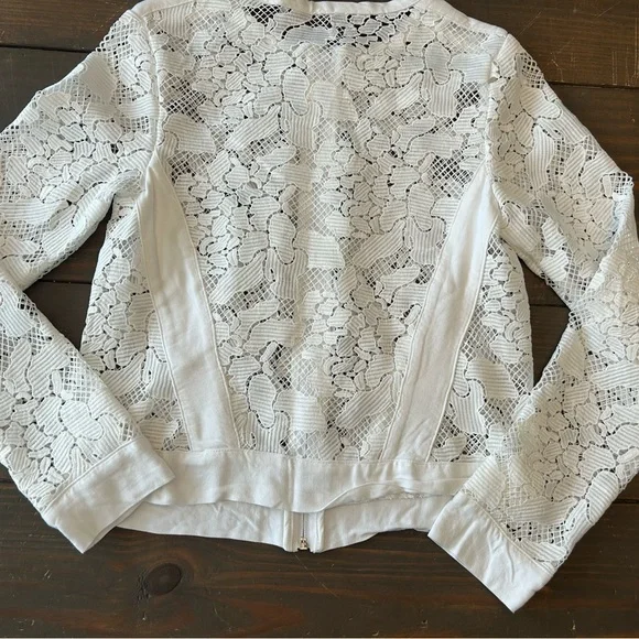 Three Dots Cotton Blend Crochet Lace Zip Lightweight Long Sleeve‎ Jacket Sz M - Picture 9 of 13